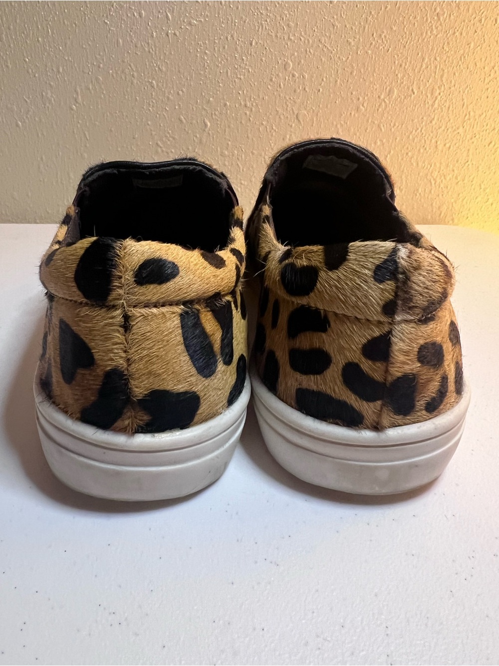 Womens Leopard Print Slip-On Sneakers - Tan/Black - Picture 4 of 7